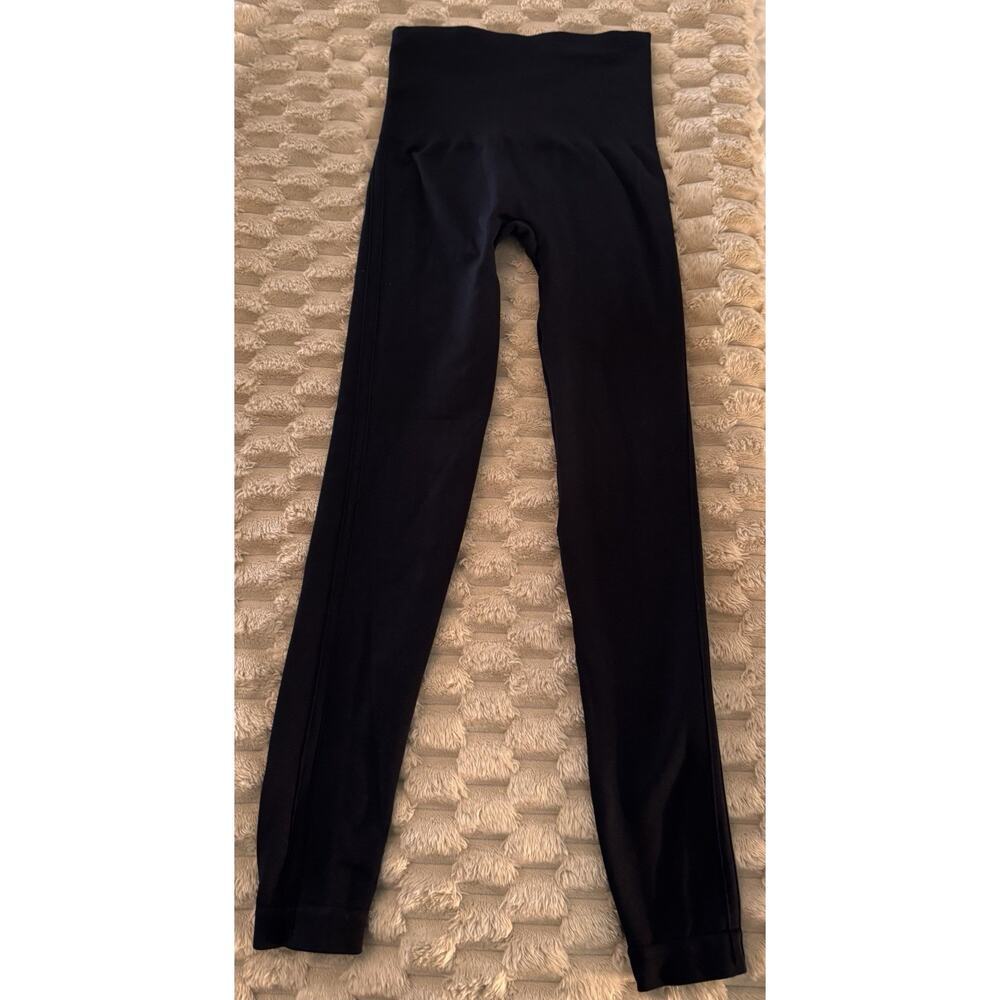 Spanx Look At Me Now Seamless Leggings Womens Black Mid Rise Athletic Size S